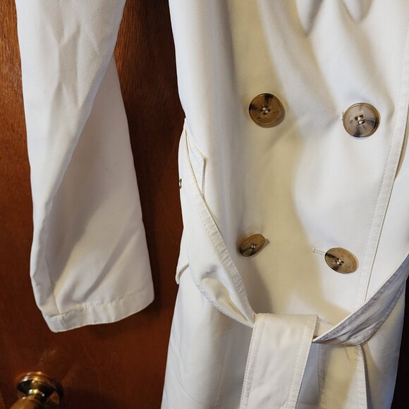 Women's PS London Fog White Trench/Rain Lightweight Jacket - Picture 6 of 9